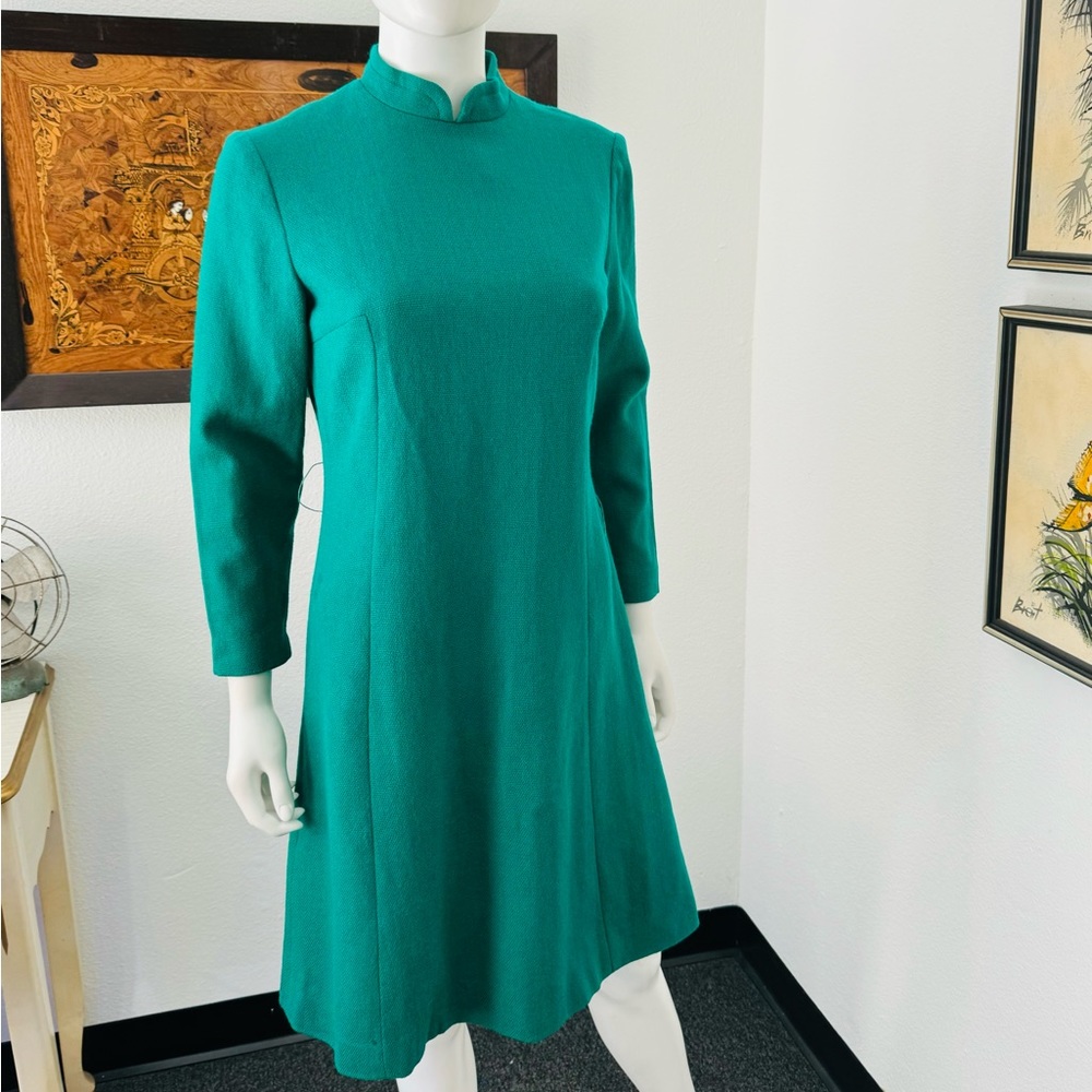 Vintage Union Made Green Wool Dress